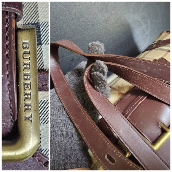 Authentic Burberry Haymarket Check Coated Canvas and Leather Flap Handba… - Picture 9 of 11